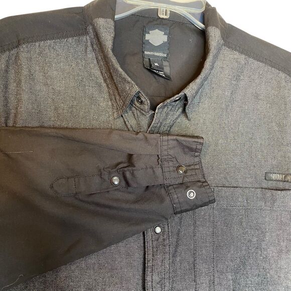 Harley-Davidson Western Shirt Mens XL Black Button Down Pearl Snap Long Sleeve - Picture 9 of 13